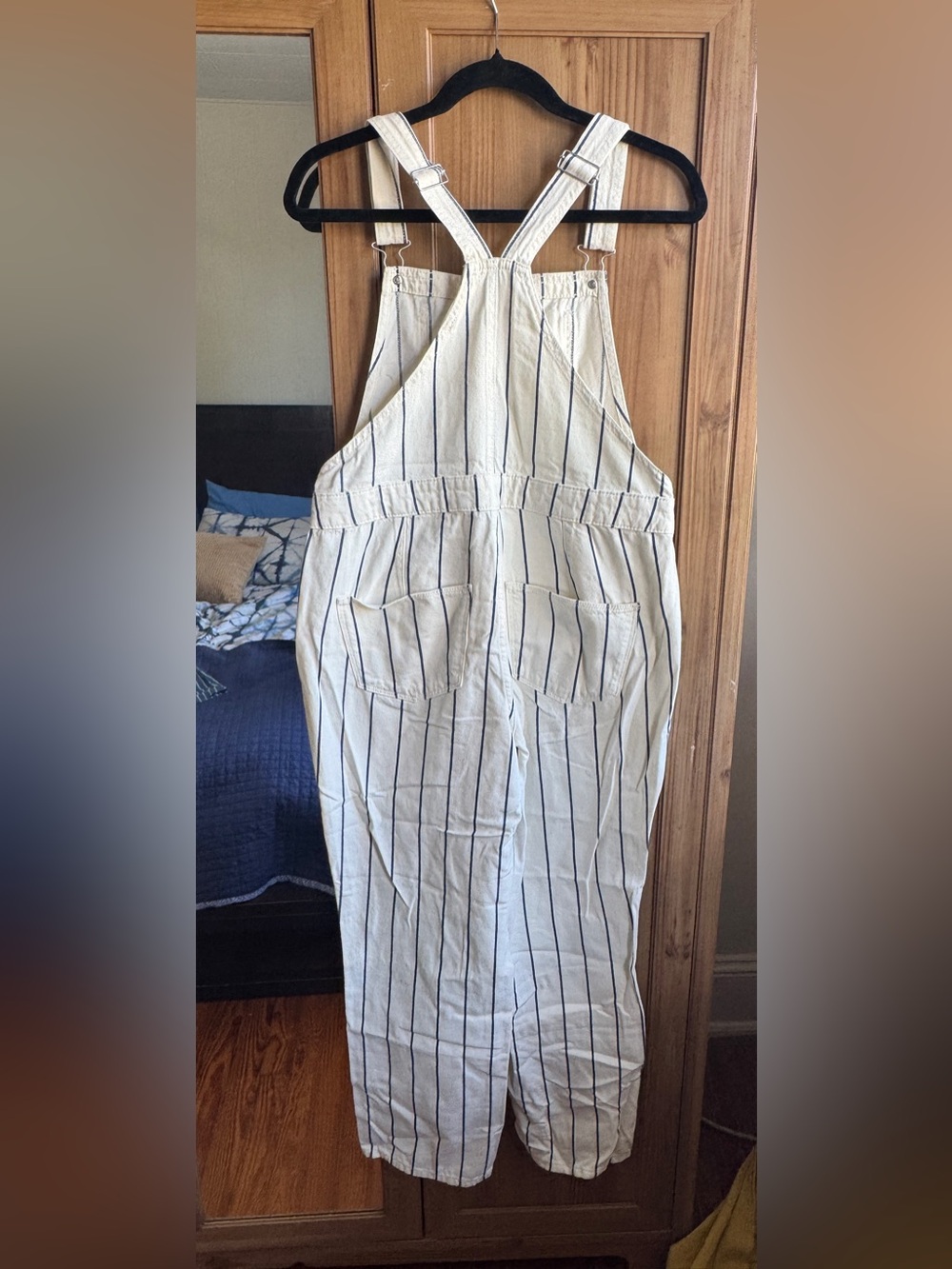 Universal Thread White & Navy Striped Overalls Size 8 100% cotton - Picture 4 of 6